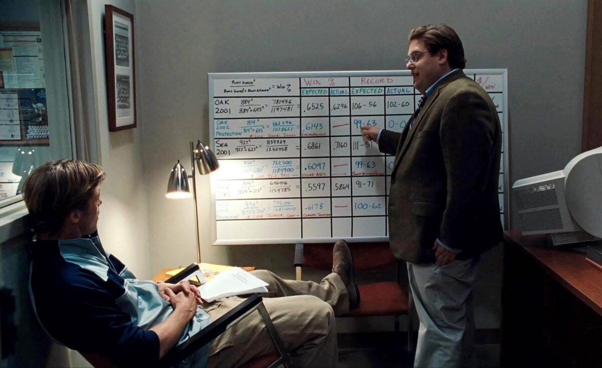 Billy Beane (Brad Pitt, L) and Peter Brand (Jonah Hill), in "Moneyball." (Melinda Sue Gordon/Columbia TriStar Marketing Group, Inc.)