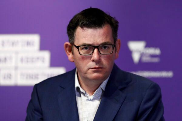 Victorian Premier Daniel Andrews holds a press conference at Treasury Theatre in Melbourne, Australia on Sept. 26, 2020. (Darrian Traynor/Getty Images)