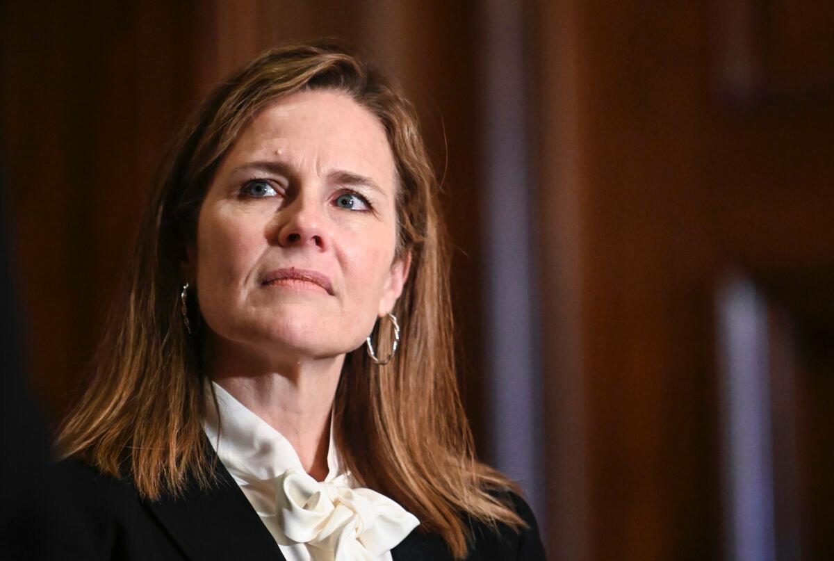 Judge Amy Coney Barrett on Capitol Hill in Washington on Oct. 1, 2020. (Erin Scott-Pool/Getty Images)