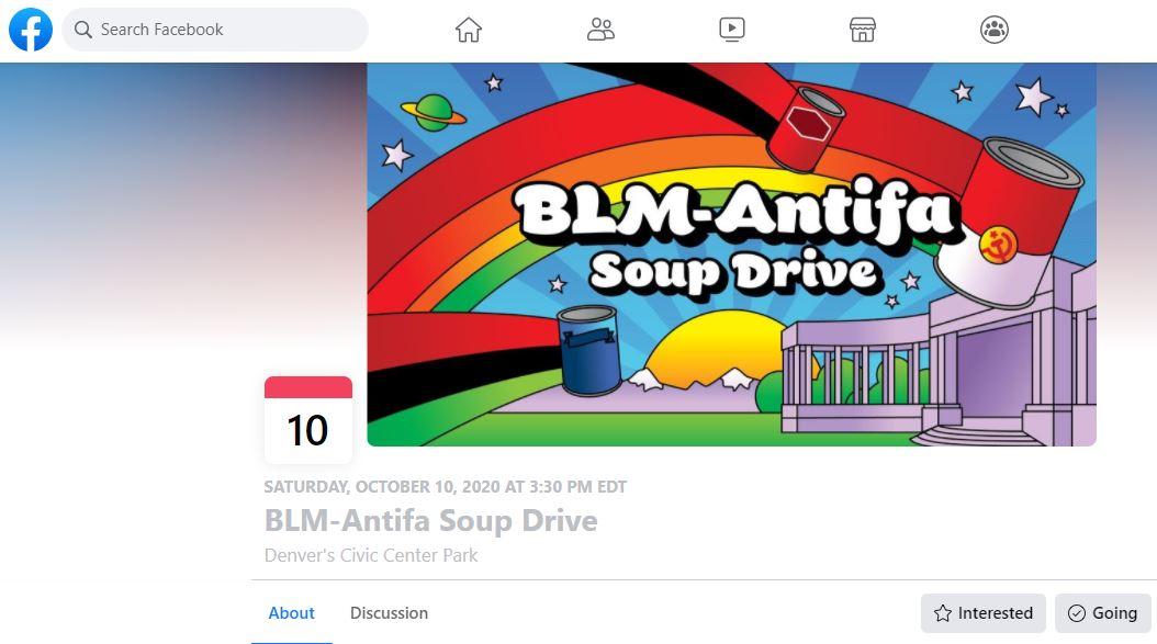 A screenshot shows the event page for a counter-demonstration planned by the Denver Communists on Oct. 10, 2020. (Screenshot/Facebook)