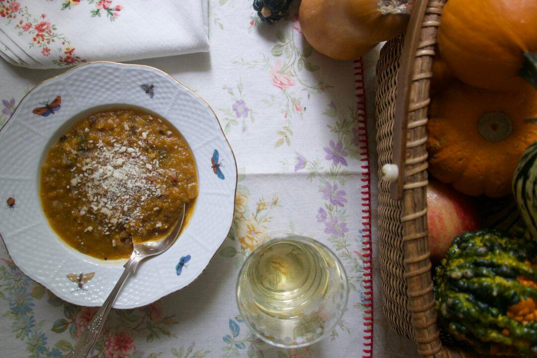 Rustic Butternut Squash, Bacon, and Chestnut Soup