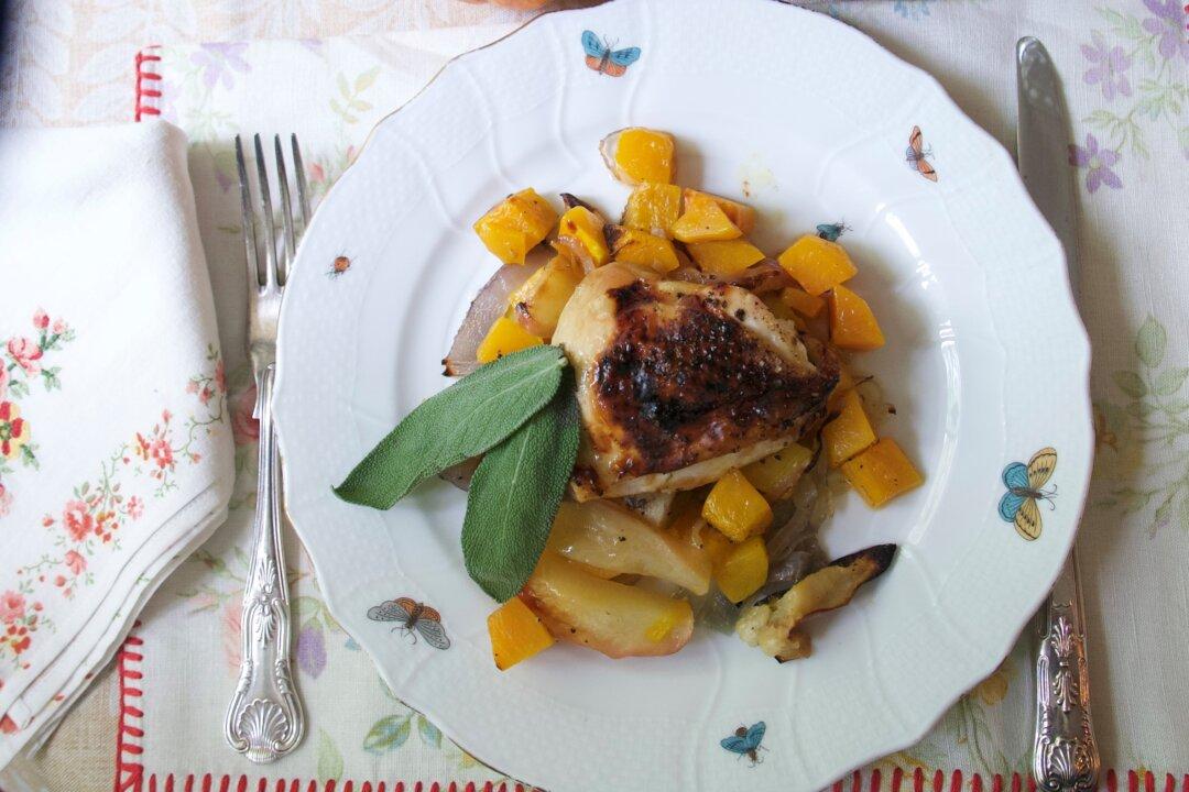Sheet-Pan Roast Chicken, Apple, and Butternut Squash