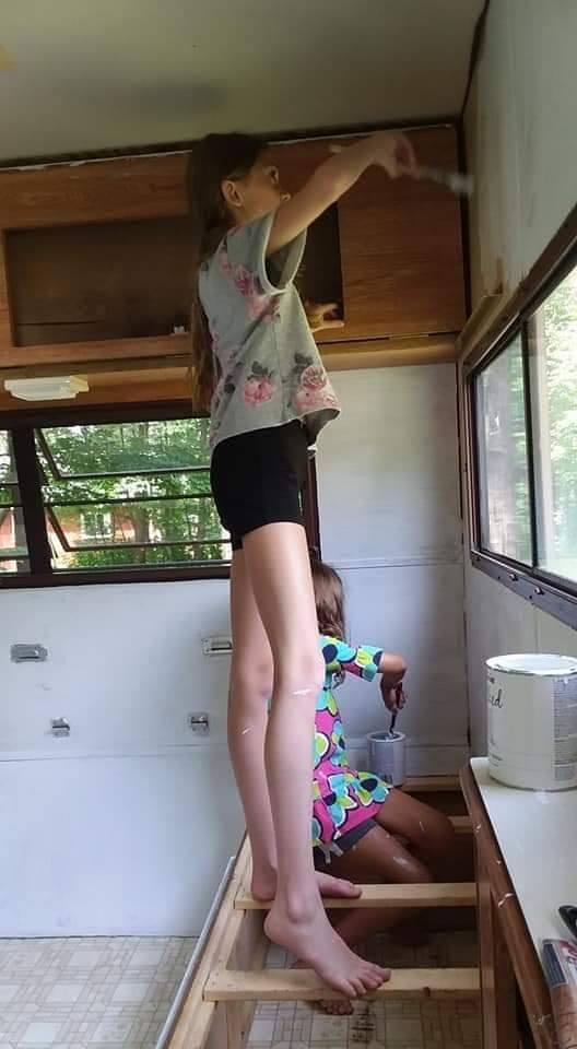 Lauren paints the camper. (Courtesy of <a href="https://www.facebook.com/aimee.nelson.311">Aimee Nelson</a>)