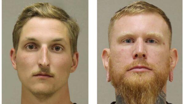 In this combination of photos provided by the Kent County Sheriff, Daniel Harris (L), and Brandon Caserta are shown in booking photos. (Kent County Sheriff via AP)