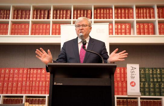 Former Prime Minister Kevin Rudd speaks at Parliament House on November 26, 2019 in Canberra, Australia. (Tracey Nearmy/Getty Images)