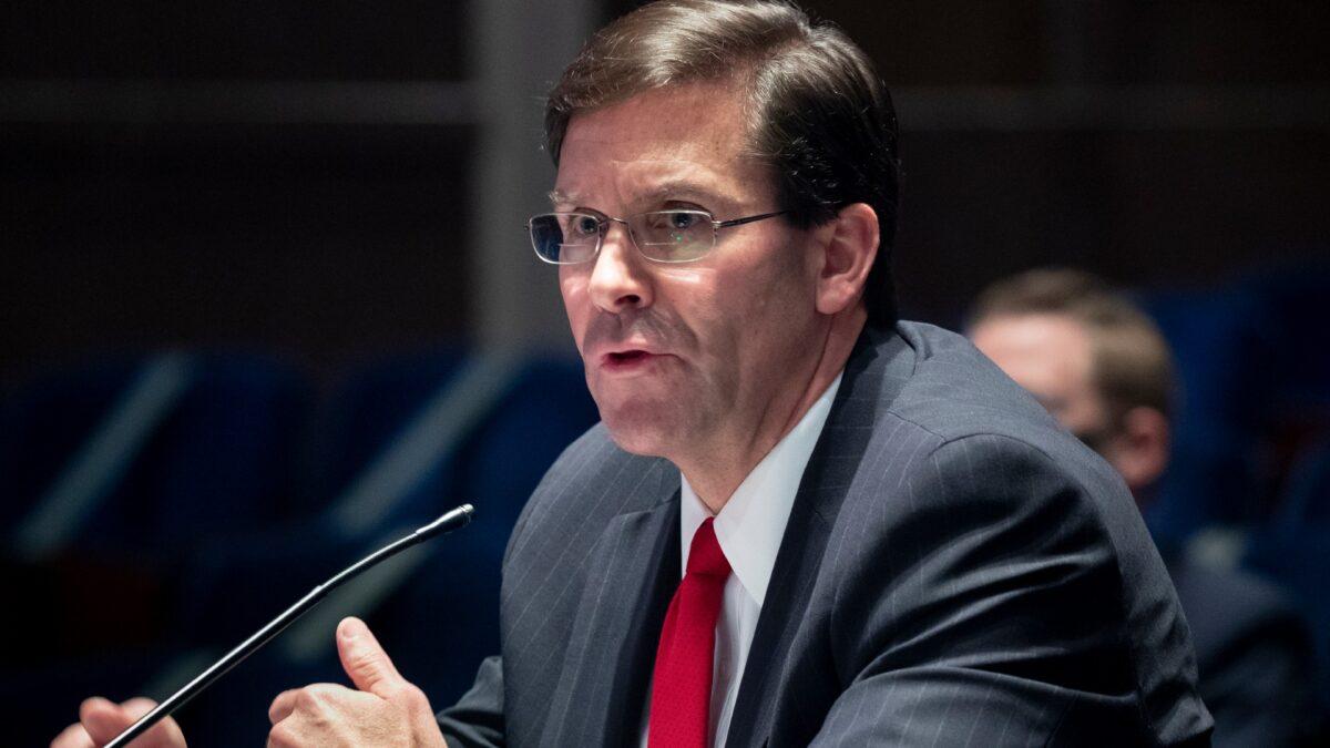 Then Secretary of Defense Mark Esper testifies before a House Armed Services Committee hearing at Capitol Hill in Washington on July 9, 2020. (Michael Reynolds/Pool/Getty Images)
