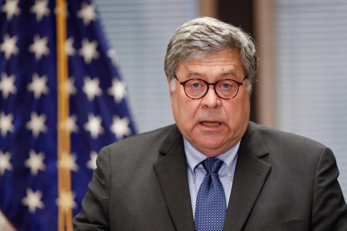 Attorney General William Barr speaks on Operation Legend, during a press conference in Chicago, Illinois, on Sept. 9, 2020. (Kamil Krzaczynski via Getty Images)