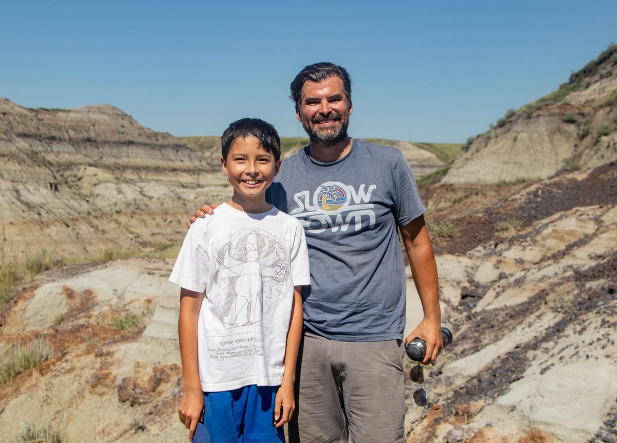  Nathan Hrushkin and his dad, Dion, found the bones during a hike. (Courtesy of Nature Conservancy of Canada)