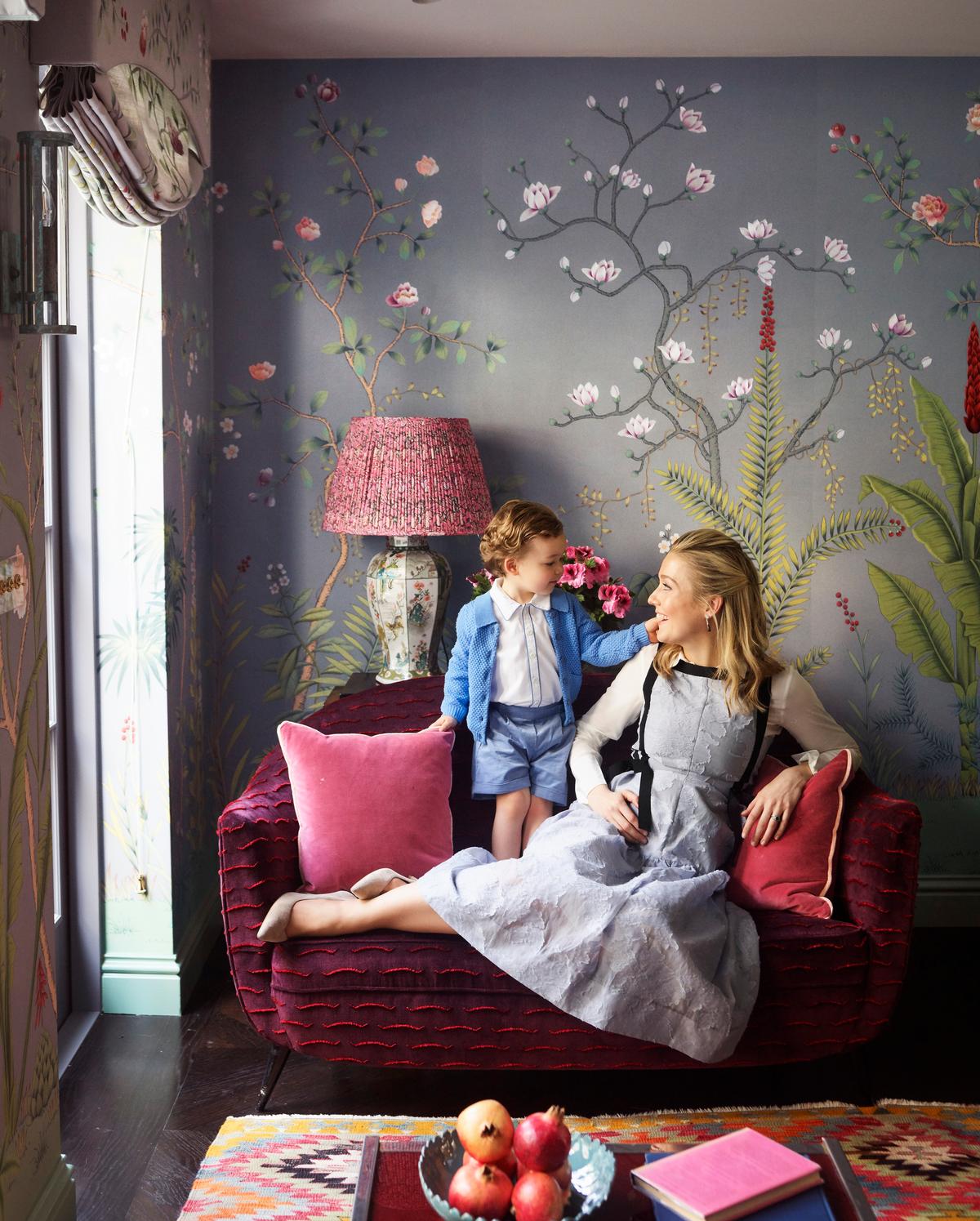 Hannah Cecil Gurney, de Gournay's director of operations, and her son George at home. (Rebecca Reid)