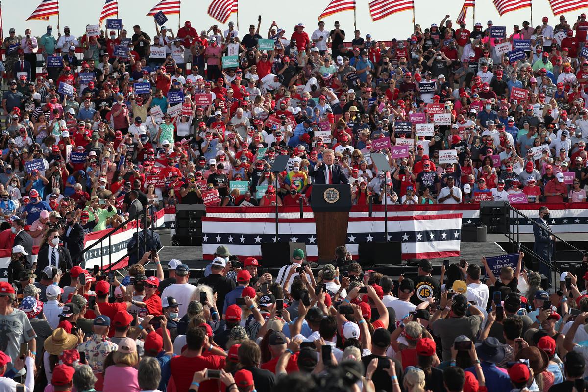 President Donald Trump speaks during a campaign event at the Ocala International Airport in Ocala, Fla., on Oct. 16, 2020. (Joe Raedle/Getty Images)