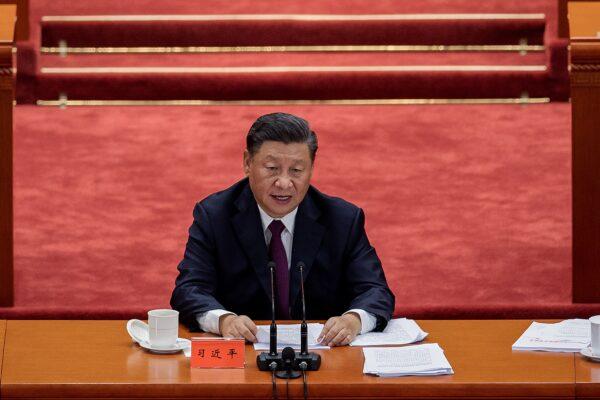 Chinese leader Xi Jinping delivers a speech in Beijing on Sept. 8, 2020. (Nicolas Asfouri/AFP via Getty Images)