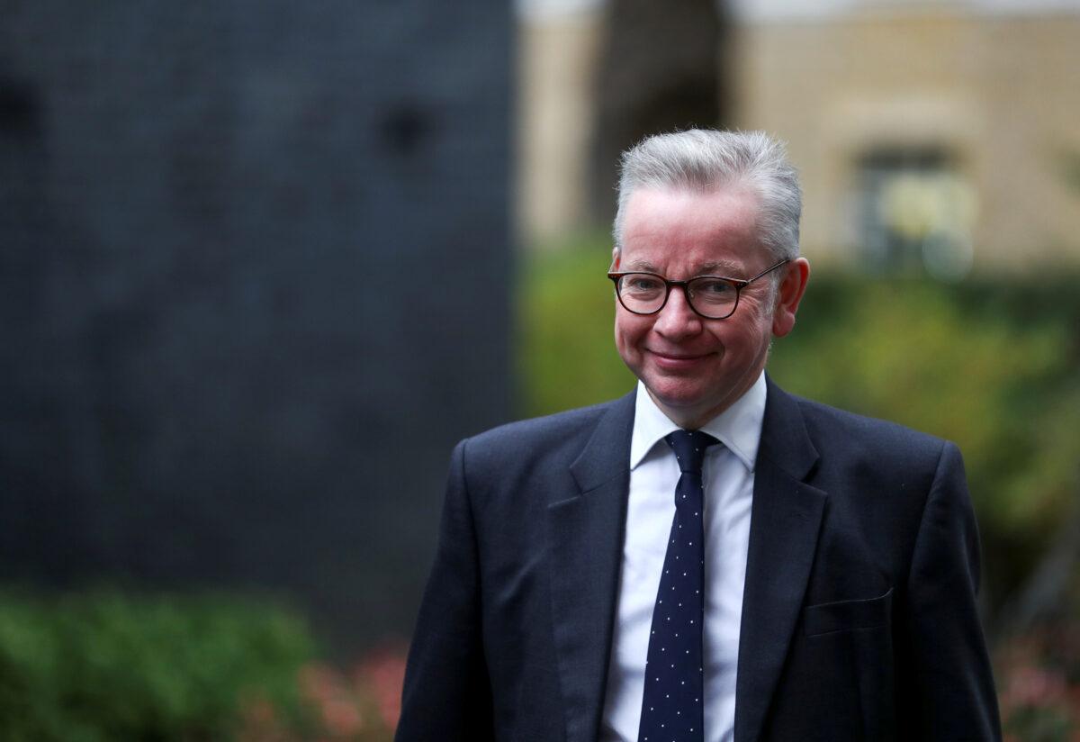 File photo shows Britain's Chancellor of the Duchy of Lancaster, Michael Gove arriving for a Cabinet meeting, in London on Oct. 13, 2020. (Simon Dawson/Reuters)