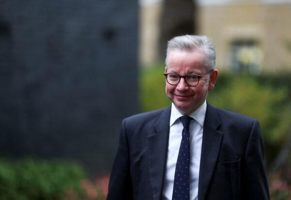 Michael Gove arriving for a Cabinet meeting, in London on Oct. 13, 2020. (Reuters/Simon Dawson)