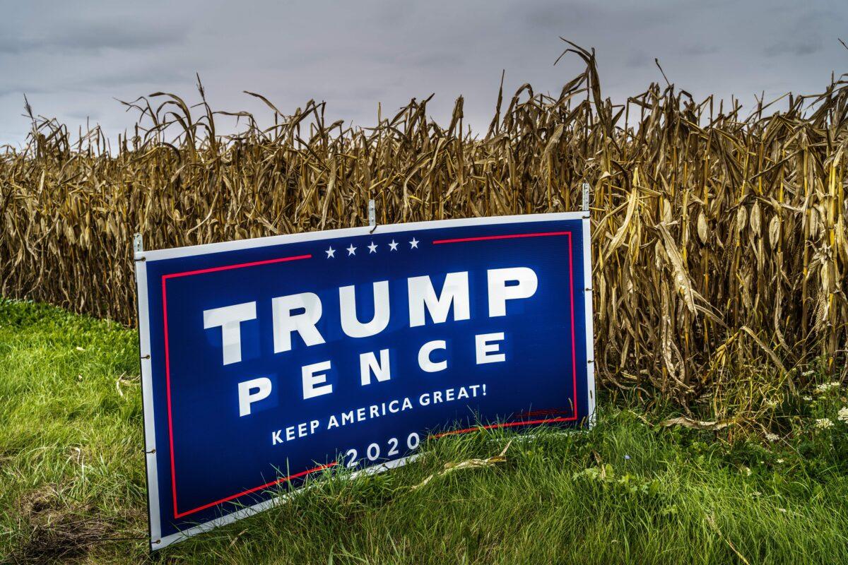 A Trump-Pence campaign placard, Oct. 3, 2020. (Kerem Yucel/AFP via Getty Images)