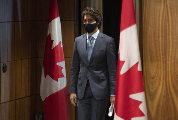 Prime Minister Justin Trudeau arrives for a news conference on Oct. 20, 2020 in Ottawa. (Adrian Wyld/The Canadian Press)