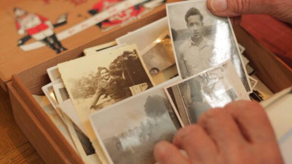 Manny Drukier's box of photos from World War II. (Courtesy of Long Trek Home Productions)