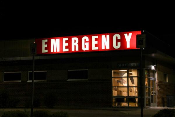 An emergency department sign in Pueblo West, Colo., on Sept. 29, 2020. (Charlotte Cuthbertson/The Epoch Times)