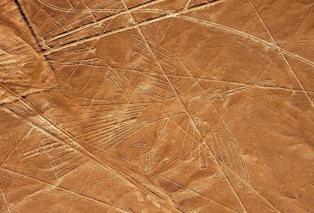 Aerial view of the Condor (134 meters long) at Nazca Lines, some 435 km south of Lima, Peru, on Dec. 11, 2014 (MARTIN BERNETTI/AFP via Getty Images)