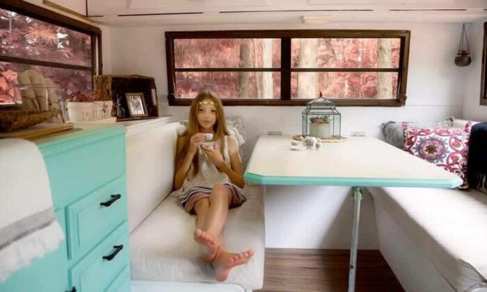 Talented 11-Year-Old Girl Buys and Renovates a 1988 Camper Into a Gorgeous Clubhouse