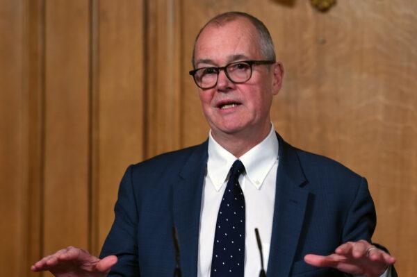 Britain's Chief Scientific Adviser Patrick Vallance speaks at Downing Street on Oct. 16, 2020. (Eddie Mulholland/WPA Pool/Getty Images)