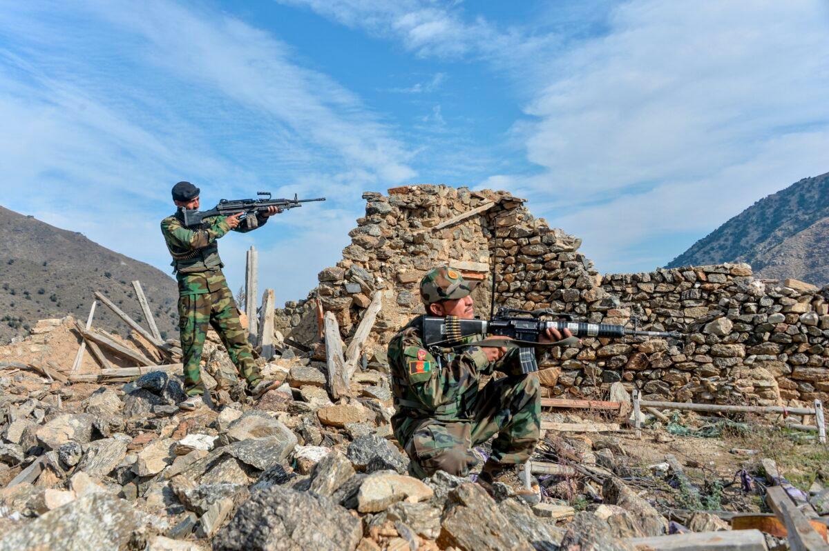 Afghan security forces take part in an ongoing operation against ISIS terrorists in the Achin district of Nangarhar Province, on Nov. 5, 2019. (Noorullah Shirzada/AFP via Getty Images)