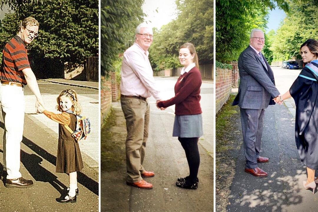 Dad and Daughter Take the Same Photo at 3 Stages in Her School Life–and It Goes Viral