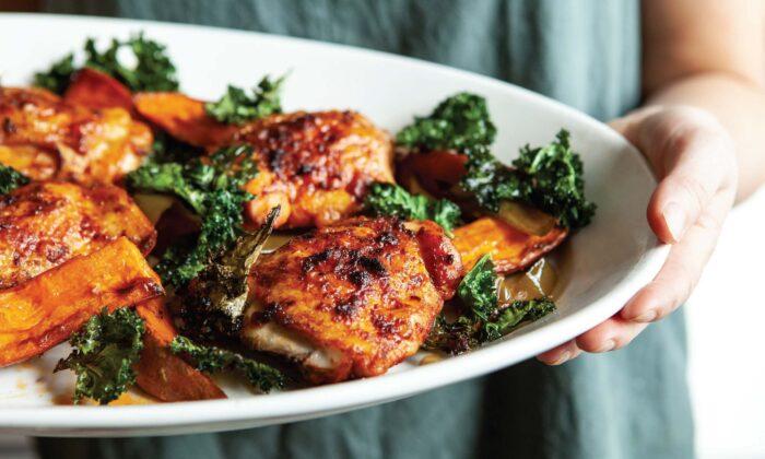 Paprika Chicken With Sweet Potatoes and a Crispy Kale Crown