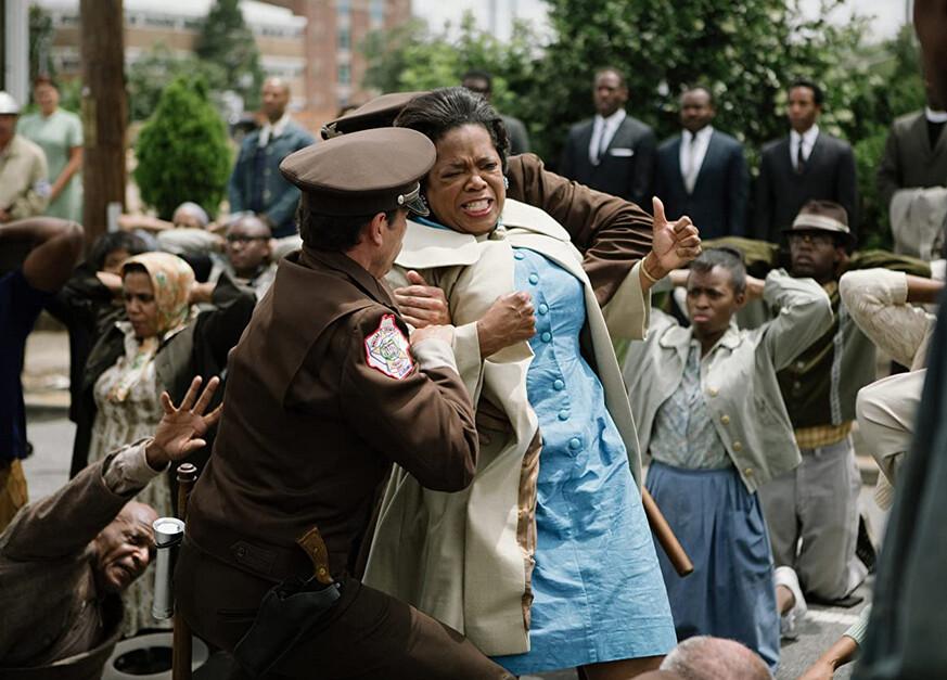 Nurse Annie Lee Cooper (Oprah Winfrey, C) resists arrest in “Selma.” (Atsushi Nishijima/Paramount Pictures/Path/Harpo Films)