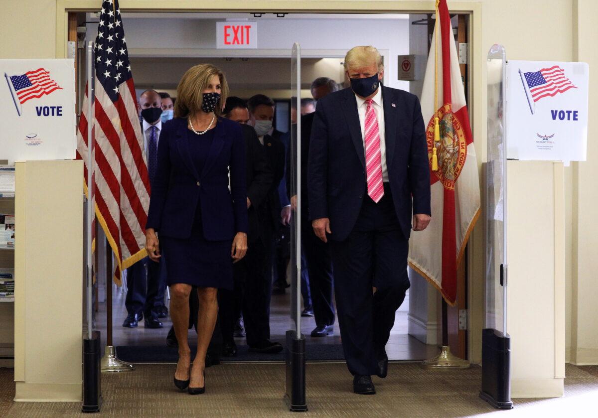 President Donald Trump leaves after voting in the presidential election at the Palm Beach County Library in West Palm Beach, Fla., on Oct. 24, 2020. (Tom Brenner/Reuters)