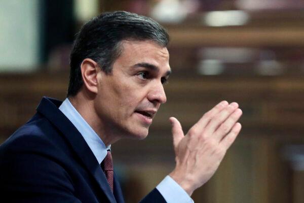 Spain's Prime Minister Pedro Sanchez speaks during a parliamentary session in Madrid, on Oct. 21, 2020. (Manu Fernandez/AP Photo)