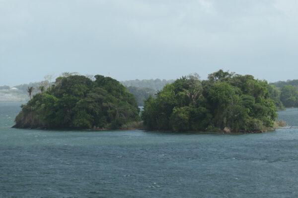 Former hilltops are now islands in the Panama Canal's massive mid-passage Gatun Lake. (Courtesy of Barbara Selwitz)