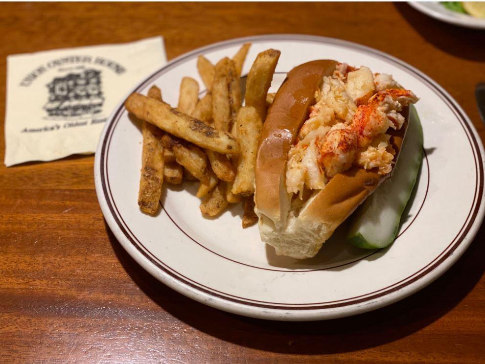 A lobster roll at Union Oyster House. (Skye Sherman)