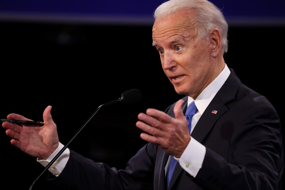 Democratic presidential nominee Joe Biden participates in the final presidential debate against President Donald Trump at Belmont University in Nashville, Tenn., on Oct. 22, 2020. (Justin Sullivan/Getty Images)