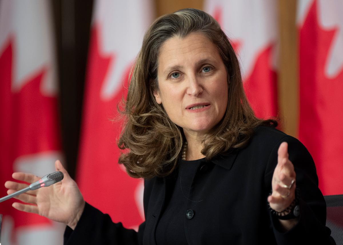 Freeland Says Her COVID-19 Test Is Negative