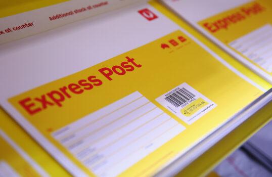 An express post envelope displayed inside Darlinghurst post office on May 7, 2014 in Sydney, Australia. (Don Arnold/Getty Images)