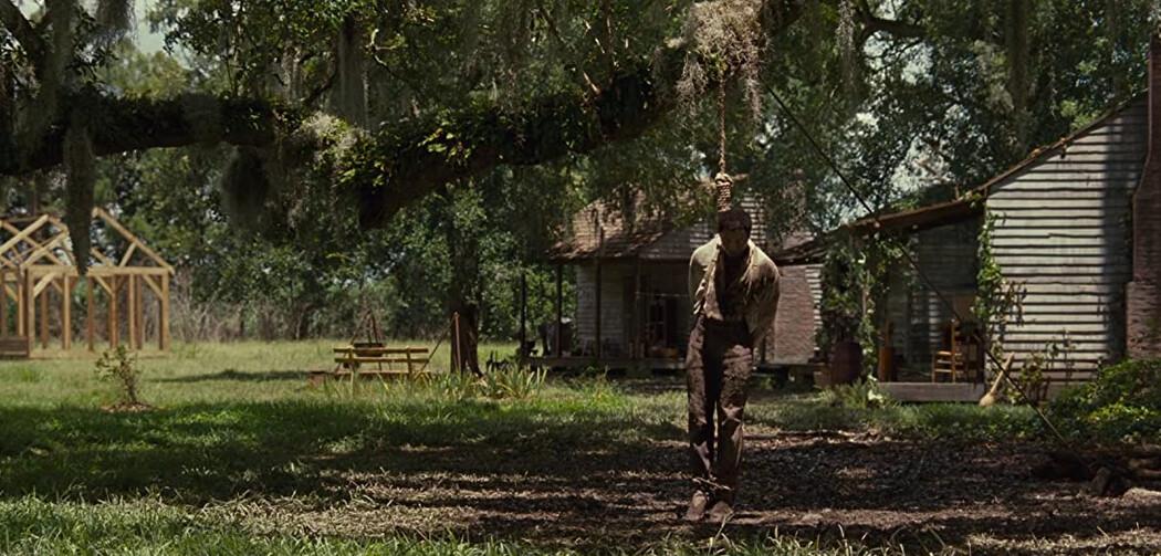 Solomon Northrup (Chiwetel Ejiofor), enduring a 12-hour semi-lynching in "12 Years a Slave." (Twentieth Century Fox)