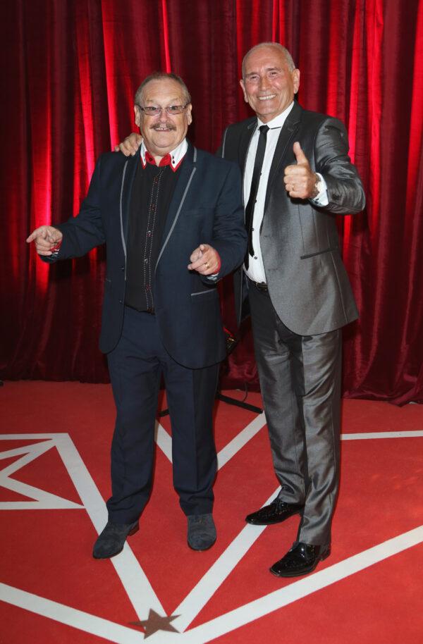Comedian Bobby Ball (L) and Tommy Cannon (R) attend the British Soap Awards at Media City in Manchester, England, on May 18, 2013. (Tim P. Whitby/Getty Images)