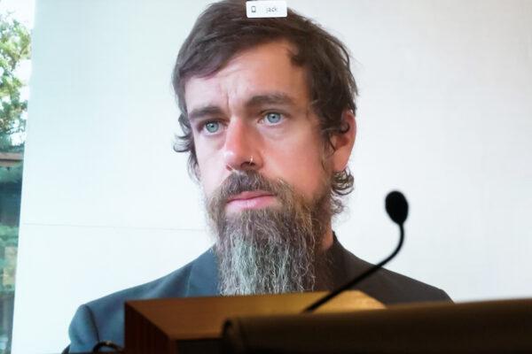 Twitter CEO Jack Dorsey testifies remotely during a hearing to discuss reforming Section 230 of the Communications Decency Act with big tech companies in Washington, on Oct. 28, 2020. (Greg Nash/POOL/AFP via Getty Images)