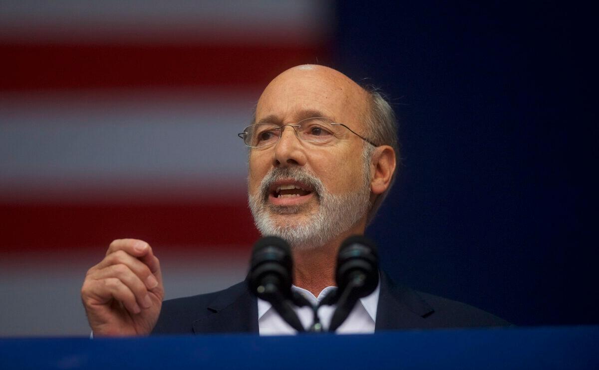 Pennsylvania Gov. Tom Wolf addresses supporters for statewide Democratic candidates in Philadelphia, on Sept. 21, 2018. (Mark Makela/Getty Images)