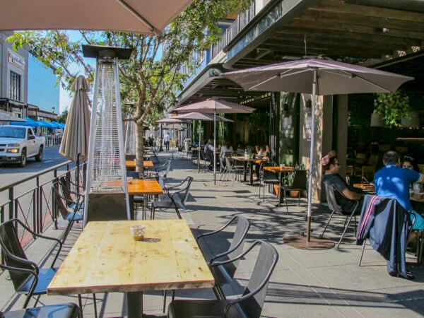 Indoor and outdoor dining at Zazil Cocina Mexicana at Santana Row in San Jose, Calif., on Oct. 28, 2020. (Ilene Eng/The Epoch Times)