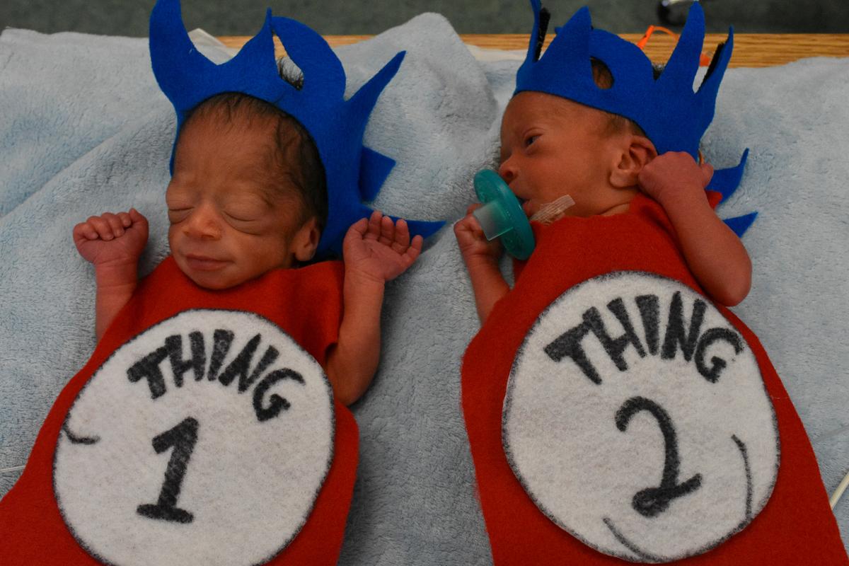 Babies from the Tallahassee Memorial HealthCare NICU dressed as "Thing 1" and Thing 2" from Dr. Seuss. (Courtesy of <a href="https://www.facebook.com/TallahasseeMemorial">Tallahassee Memorial HealthCare</a>)