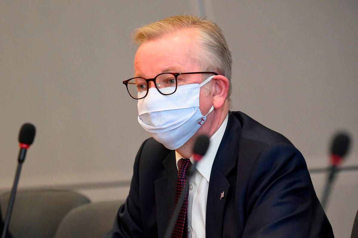 Minister for the Cabinet Office Michael Gove attends a meeting at the EU headquarters in Brussels, Belgium, on Sept. 28, 2020. (John Thys/ Pool/AFP via Getty Images)