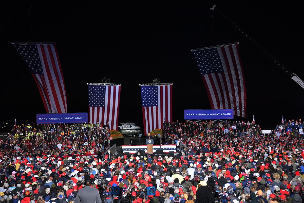 President Donald Trump speaks during a rally at Pittsburgh-Butler Regional Airport in Butler, Pa., on Oct. 31, 2020. (Mandel Ngan/AFP via Getty Images)