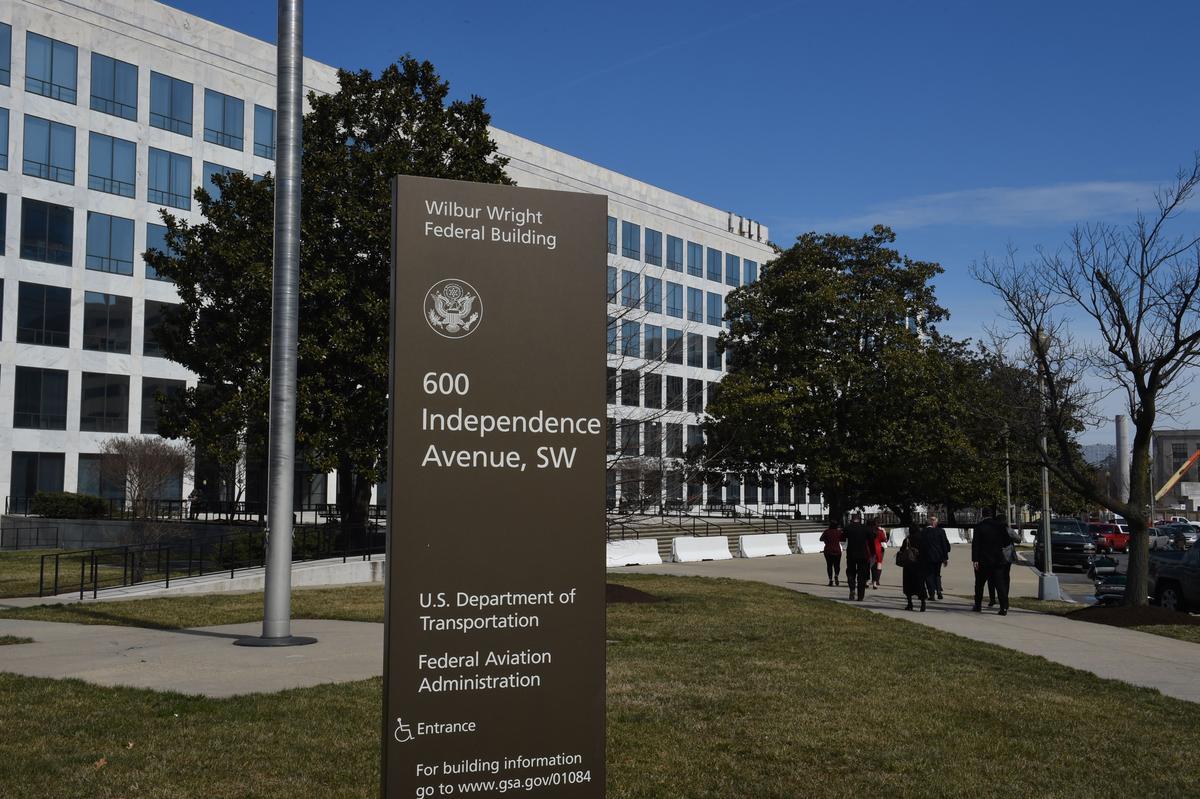 The Federal Aviation Administration (FAA) building is seen in Washington on March 13, 2019. (Eric Barada/AFP via Getty Images)