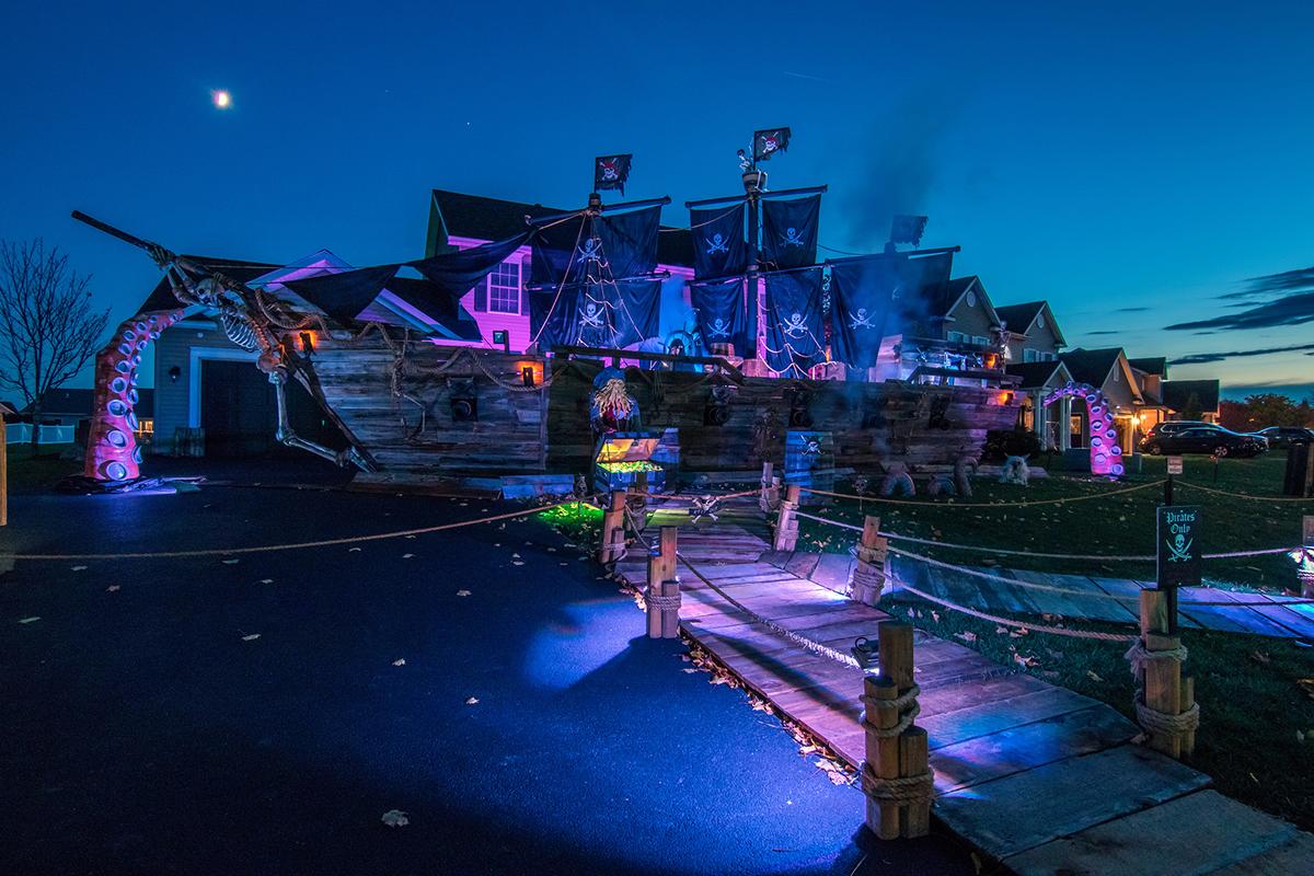 Tony DeMatteo built a pirate ship in front of his Rochester home for Halloween. (Courtesy of Pat Kirk)