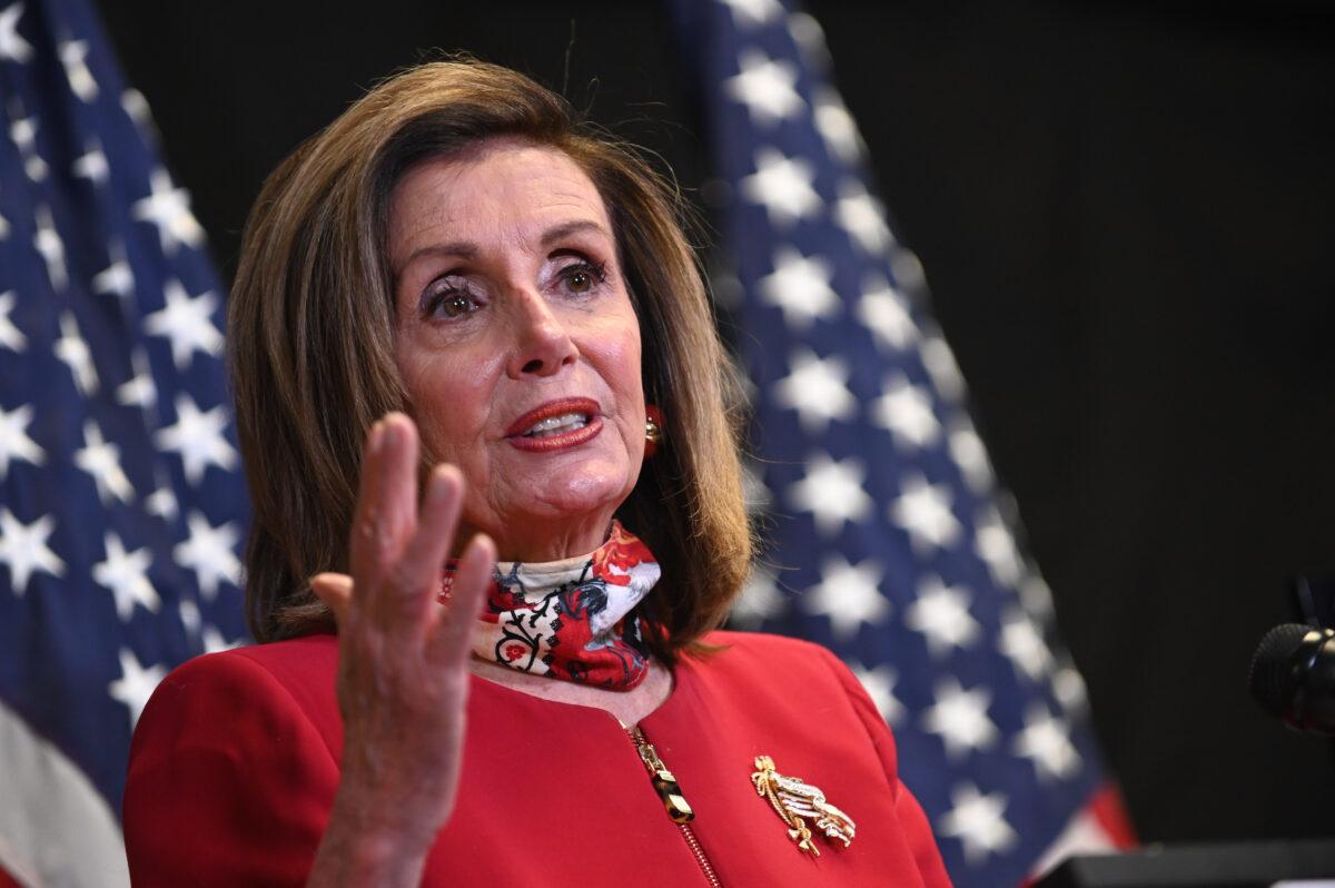 House Speaker Nancy Pelosi (D-Calif.) speaks to media on Capitol Hill in Washington, on Nov. 3, 2020. (Erin Scott/Pool/Getty Images)