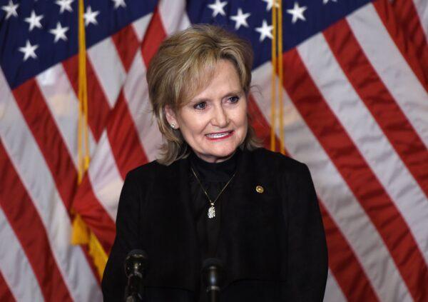 Republican Sen. Cindy Hyde-Smith (R-Miss,) speaks on Capitol Hill on Oct. 26, 2020. (Olivier Douliery/Pool/AFP via Getty Images)