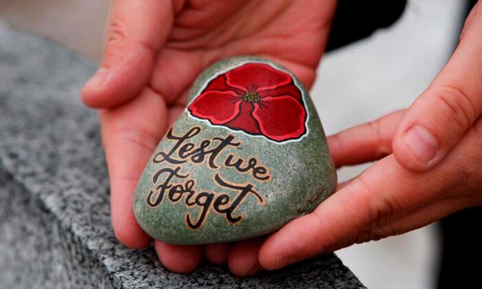 Families Thankful for Painted Poppy Rocks on Remembrance Day