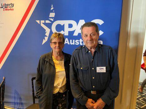 Anna Rusman, and brother Slavak Merrenda, attendees of CPAC in Sydney, Australia on Nov. 4, 2020. (The Epoch Times)