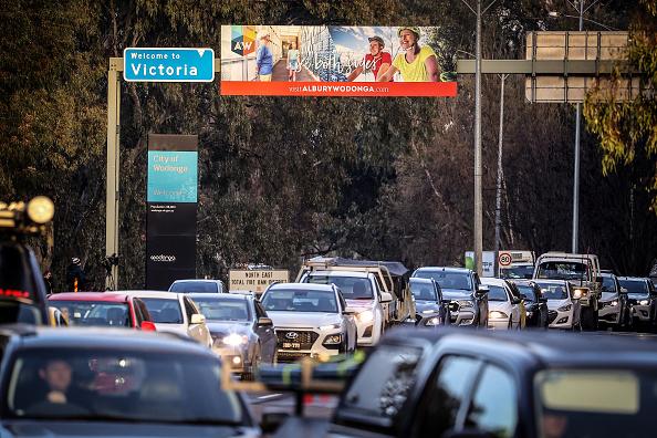  The victorian border near a police checkpoint in Albury, Australia on July 8, 2020. (David Gray/Getty Images)
